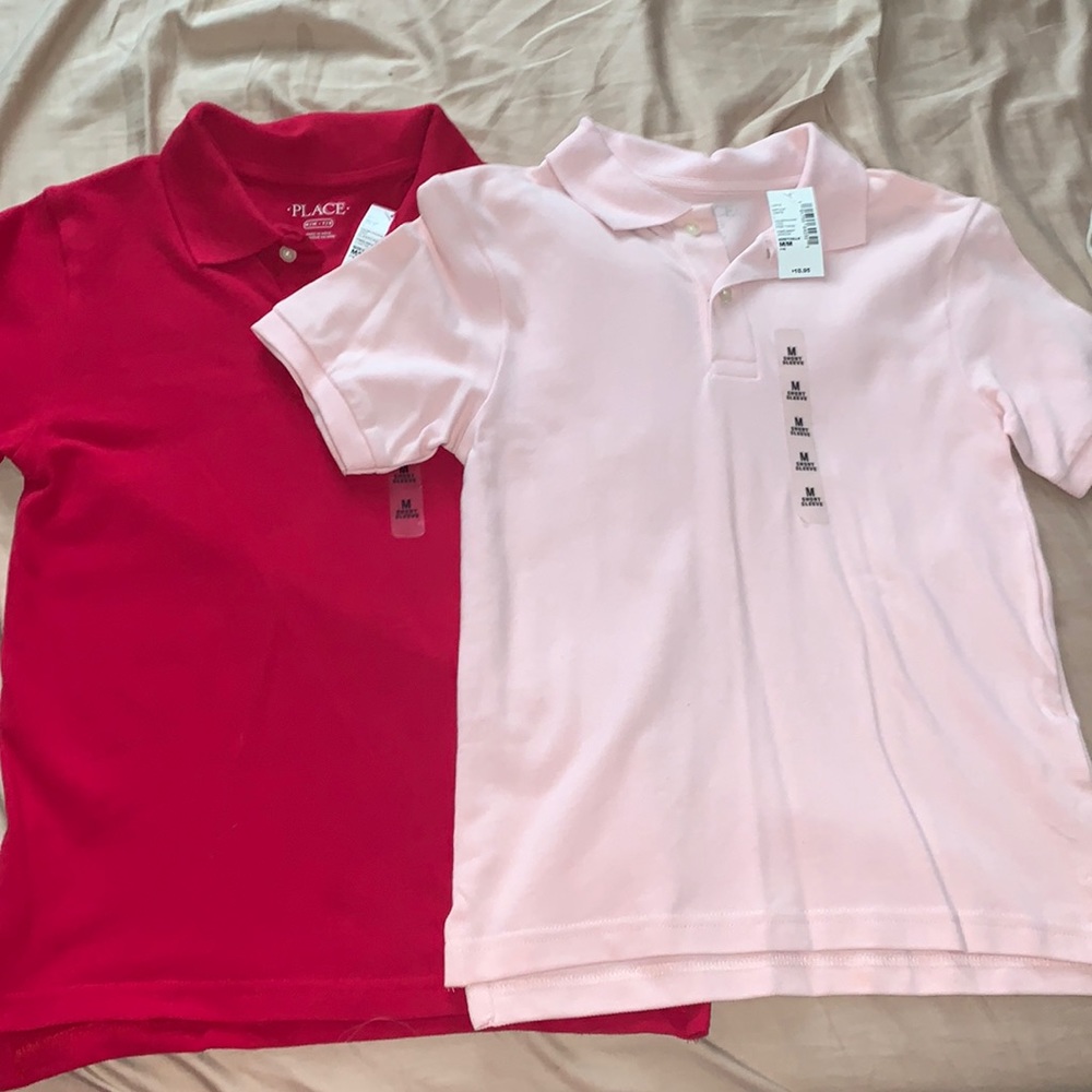 Children’s Place  Polo Bundle! 1 Red and 1 Pink BRAND NEW WITH TAGS size 7/8